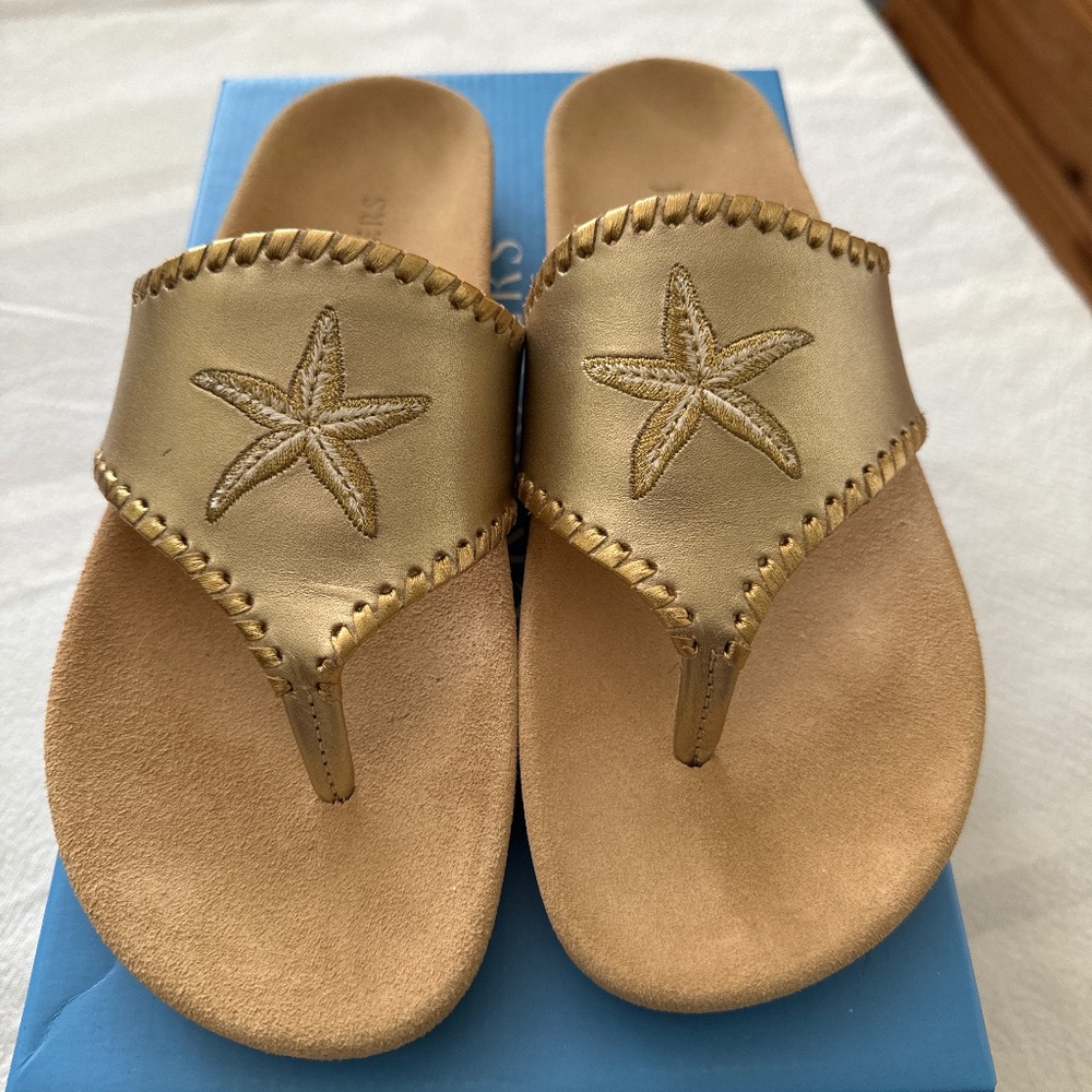 Jack Rodgers - NIB Embroidered Starfish, style no. 124211JK04, color PLG-PTGL